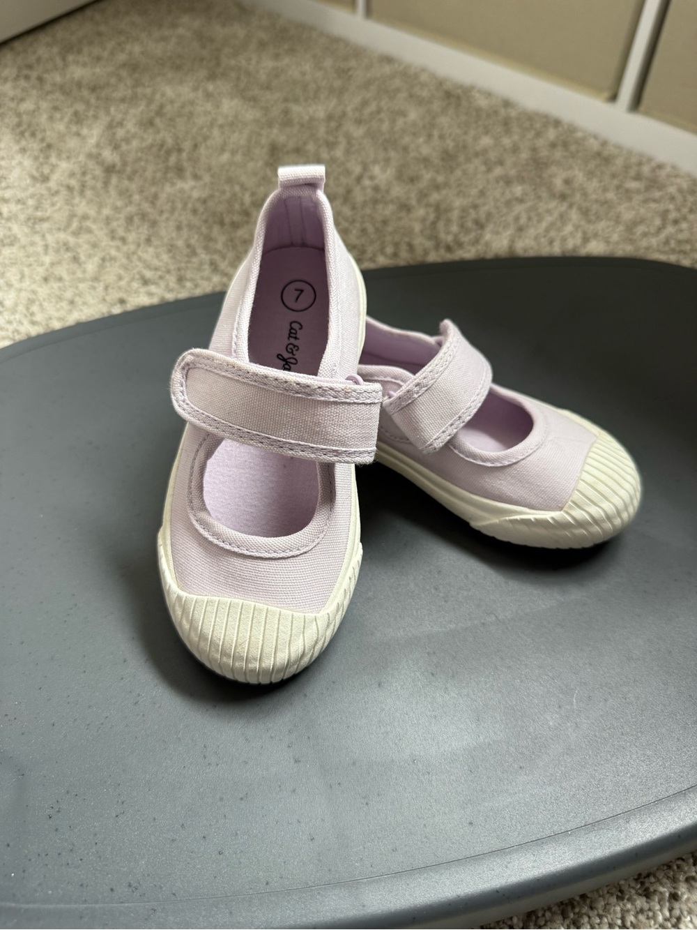 Cat & Jack Lavender Canvas Mary Jane Shoes with Hook-and-Loop Strap